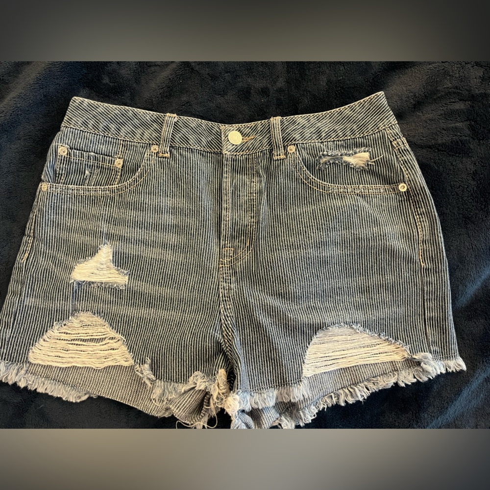 Forever 21 Blue and White Striped Jean Shorts
